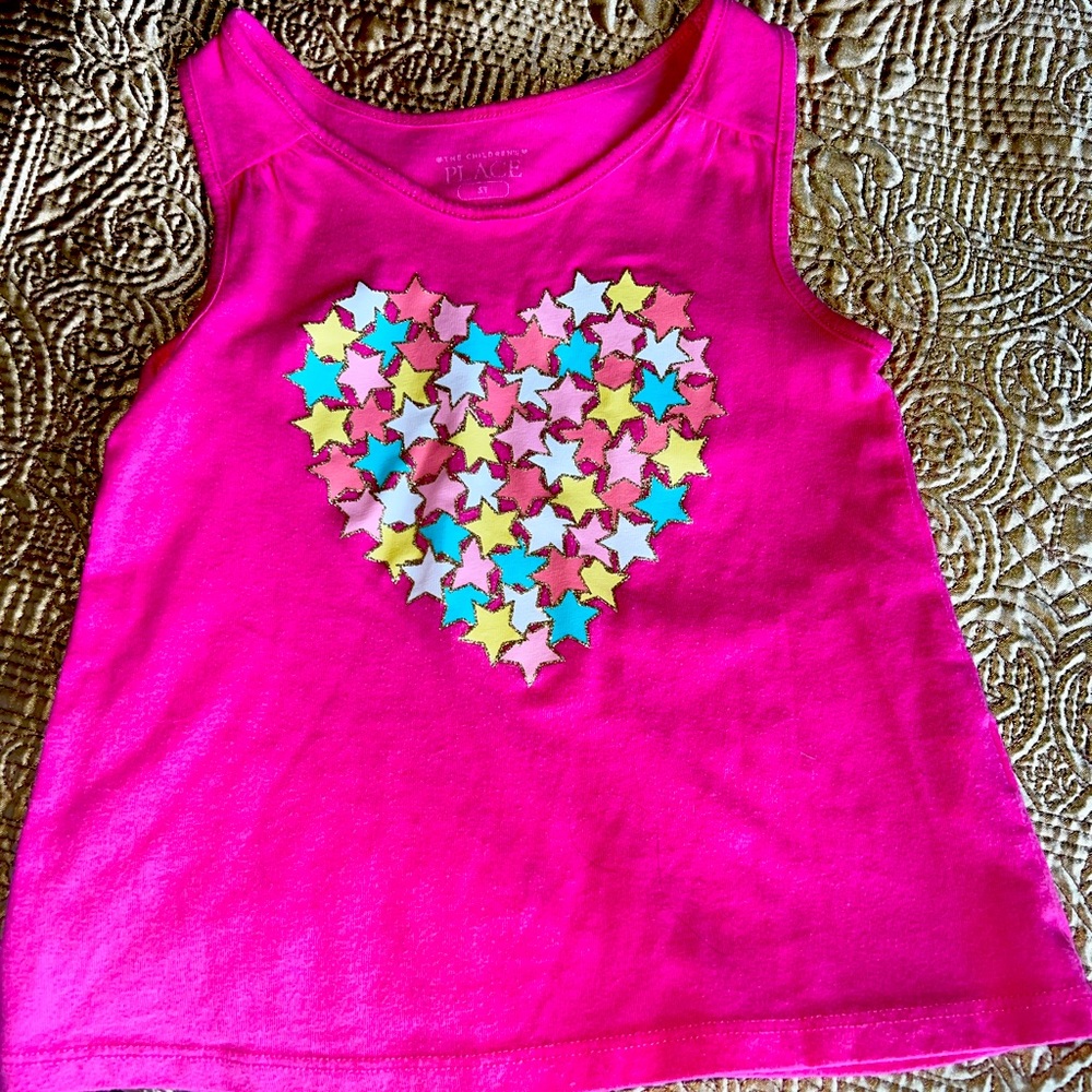 Children’s Place hot pink with multicolored stars tank top 3t